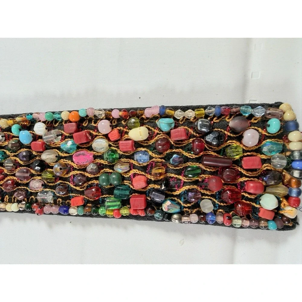 Indian Beaded Cotton Belt Belly Dance Costume Multi Color Stone Seed Bead